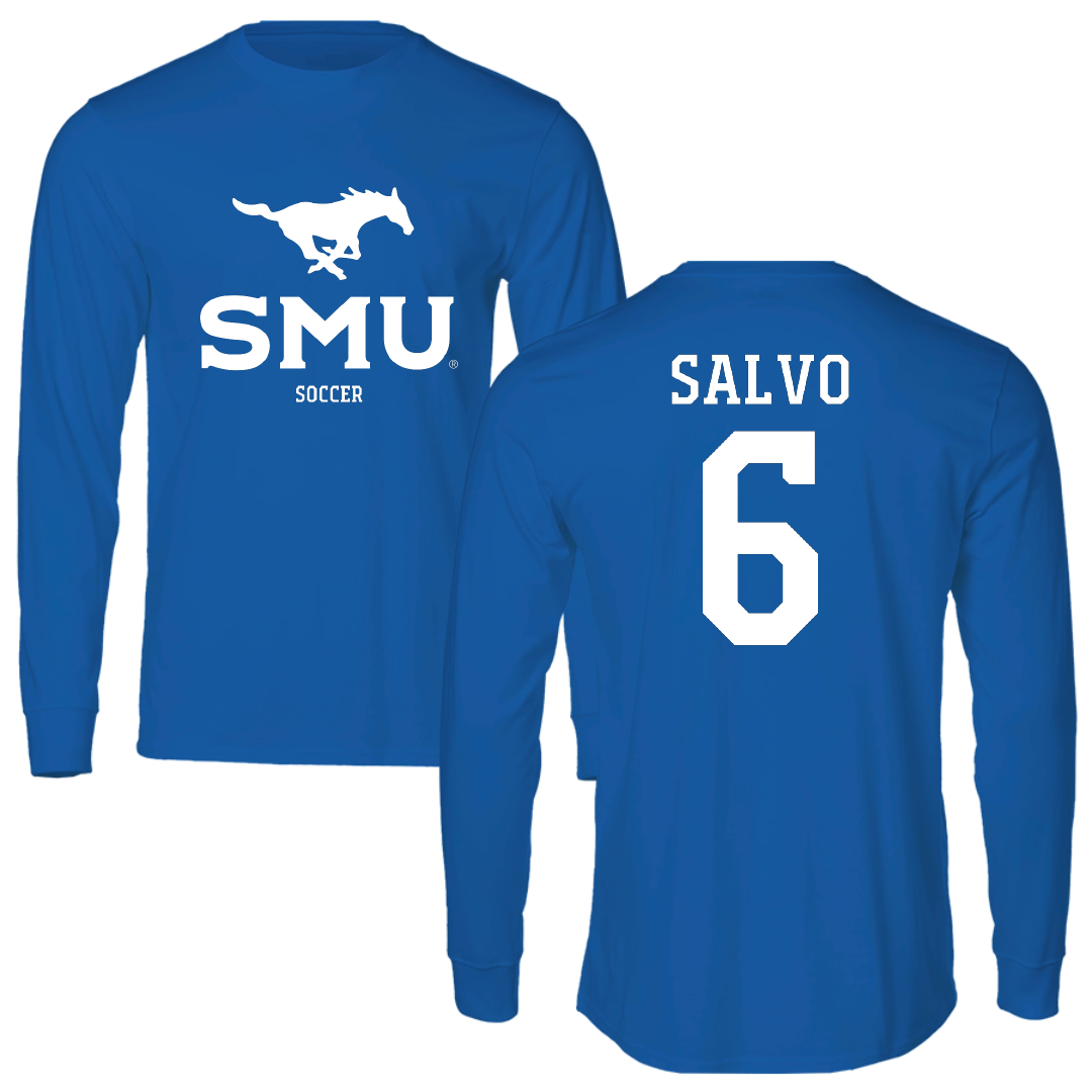 Southern Methodist University Soccer (M) Blue Mascot Long Sleeve - #6 Alex Salvo