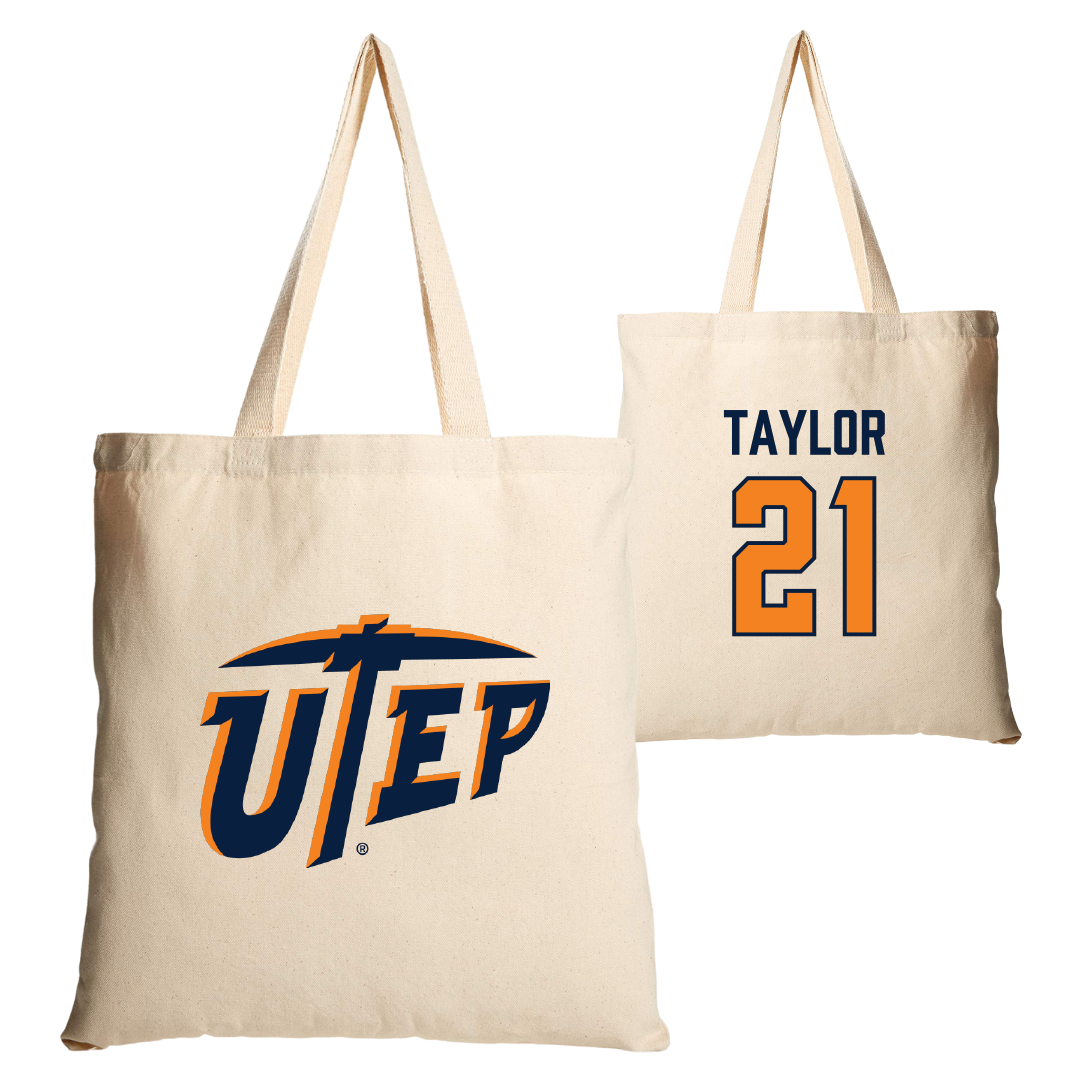 University of Texas at El Paso Football Tan Canvas Tote Bag - #21 Marquez Taylor