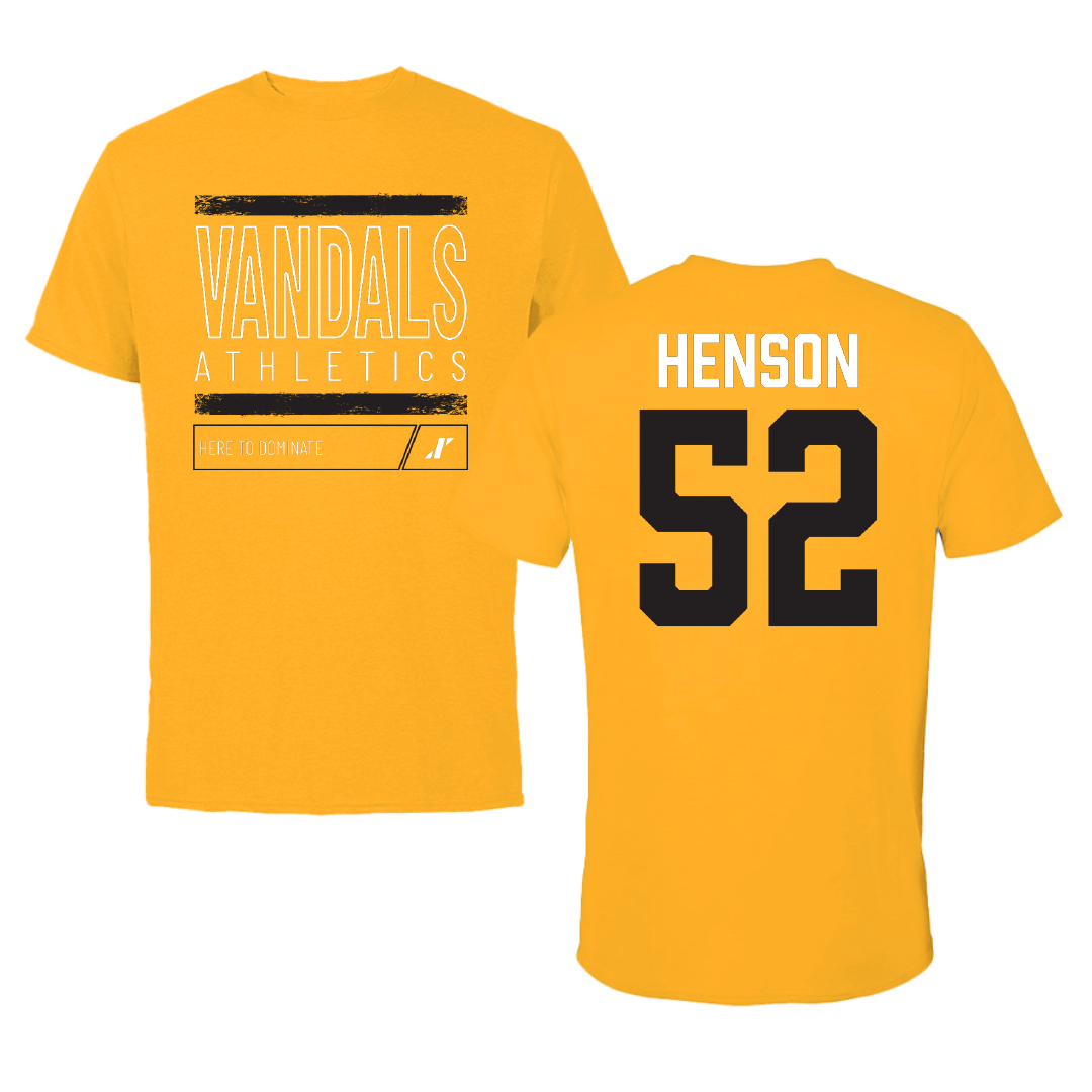 University of Idaho Football Gold Dominate Performance Tee - #52 Kiegan Henson