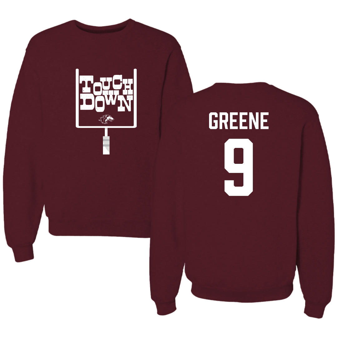 Southern Illinois University at Carbondale Football Maroon Touchdown Crewneck - #9 Dewey Greene