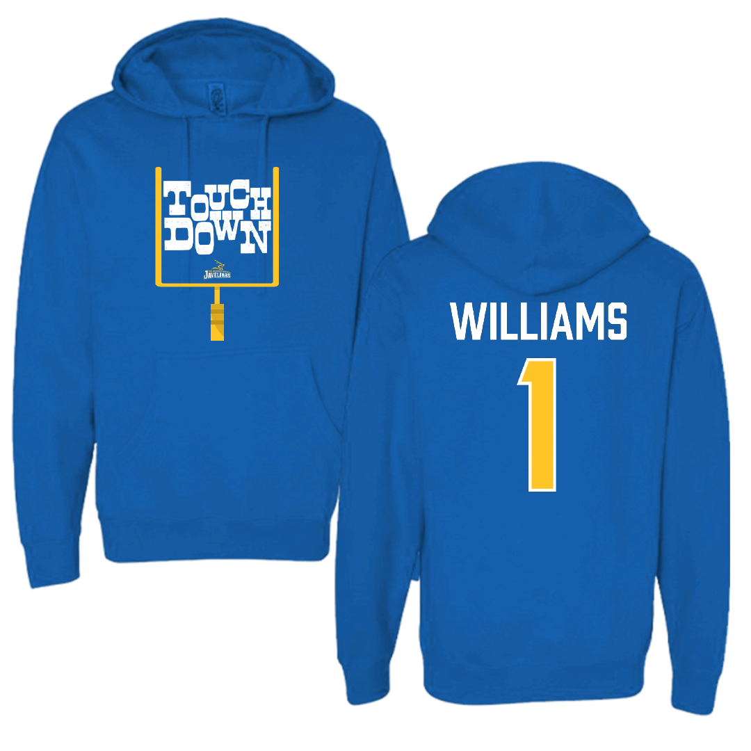Texas A&M University-Kingsville Football Blue Touchdown Hoodie - #1 Kannon Williams