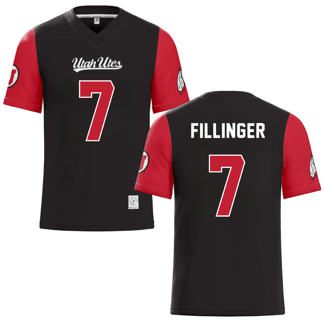 University of Utah Black Football Jersey - #7 Van Fillinger