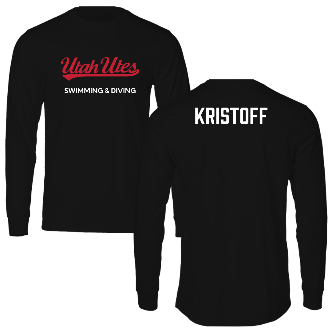 University of Utah Swimming & Diving Black Utes Performance Long Sleeve - Keaton Kristoff