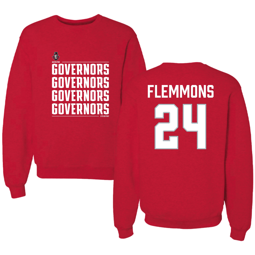 Austin Peay State University Football Red General Crewneck - #24 Jeremiah Flemmons
