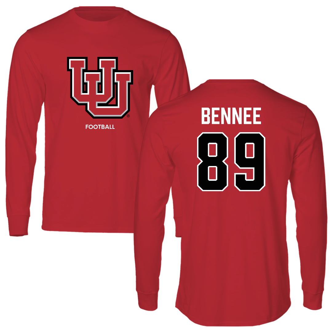 University of Utah Football Red Block Long Sleeve - #89 Noah Bennee