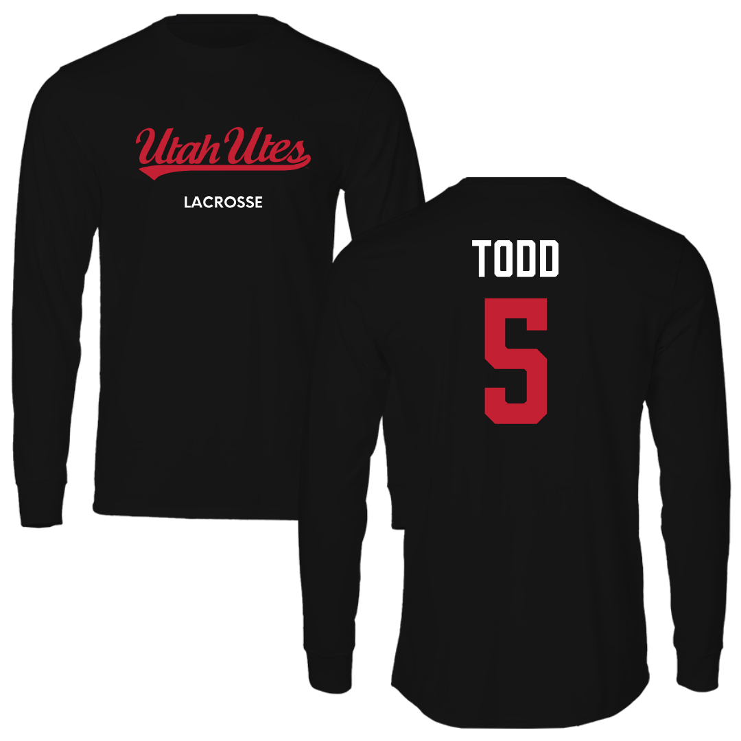 University of Utah Lacrosse (M) Black Utes Long Sleeve - #5 Koa Todd