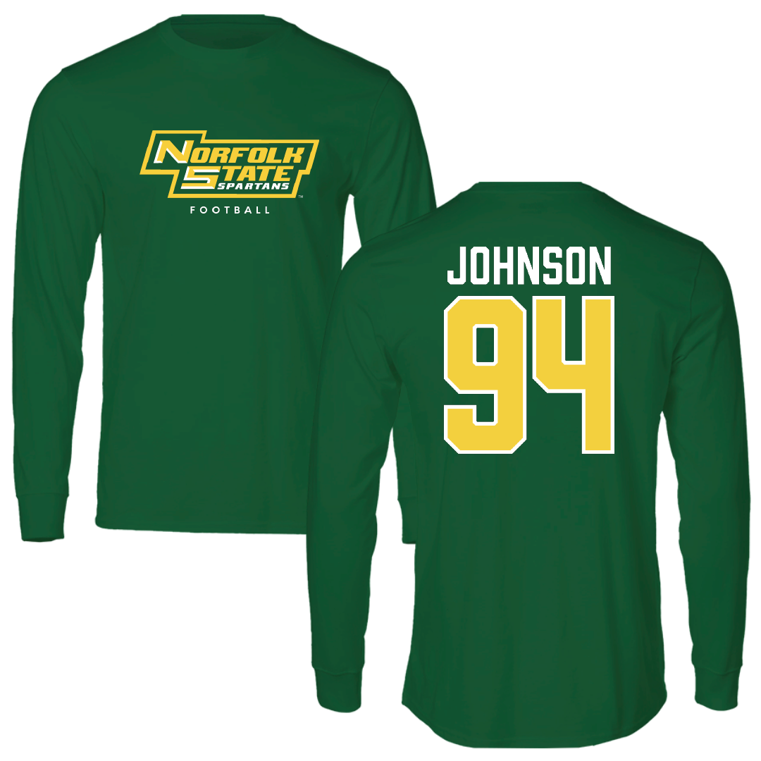 Norfolk State University Football Kelly Green Long Sleeve - #94 Tyler Johnson