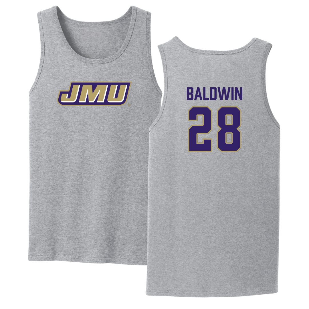 James Madison University Football Sport Gray Tank Top - #28 Ke'Marion Baldwin