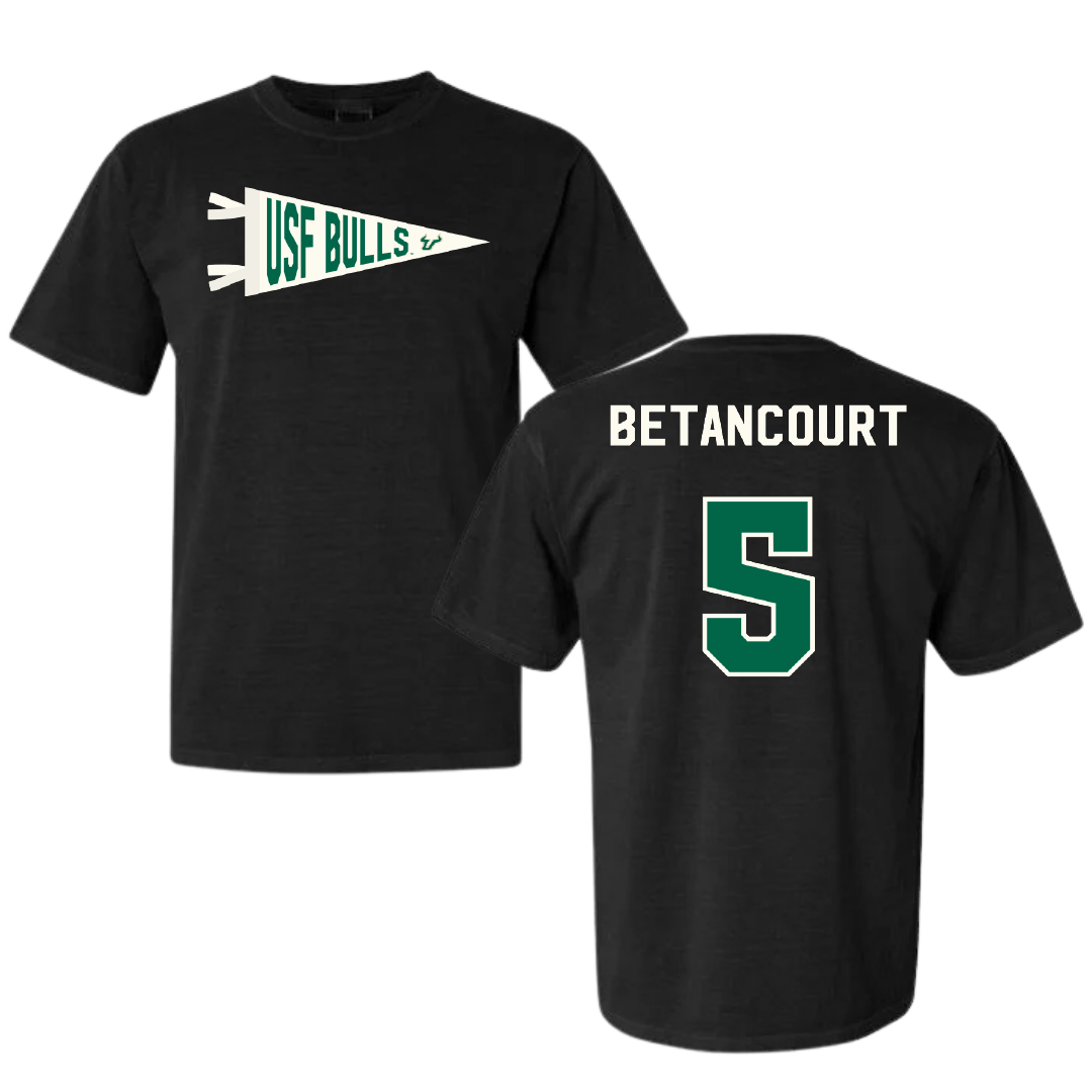 University of South Florida Baseball Black Pennant Comfort Colors Tee - #5 Rafael Betancourt