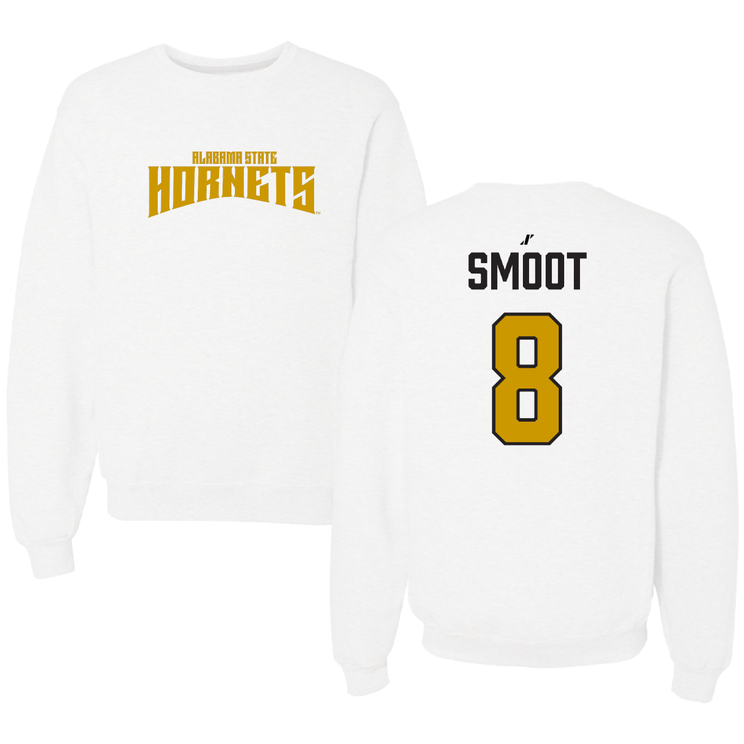 Alabama State University Football White Classic Crewneck - #8 Te'Sean Smoot