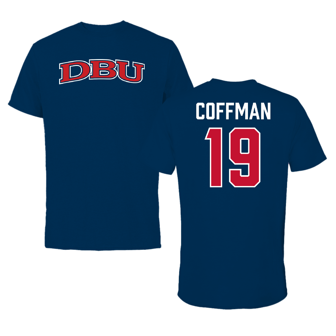 Dallas Baptist University Soccer Navy DBU Tee - #19 Kylar Coffman