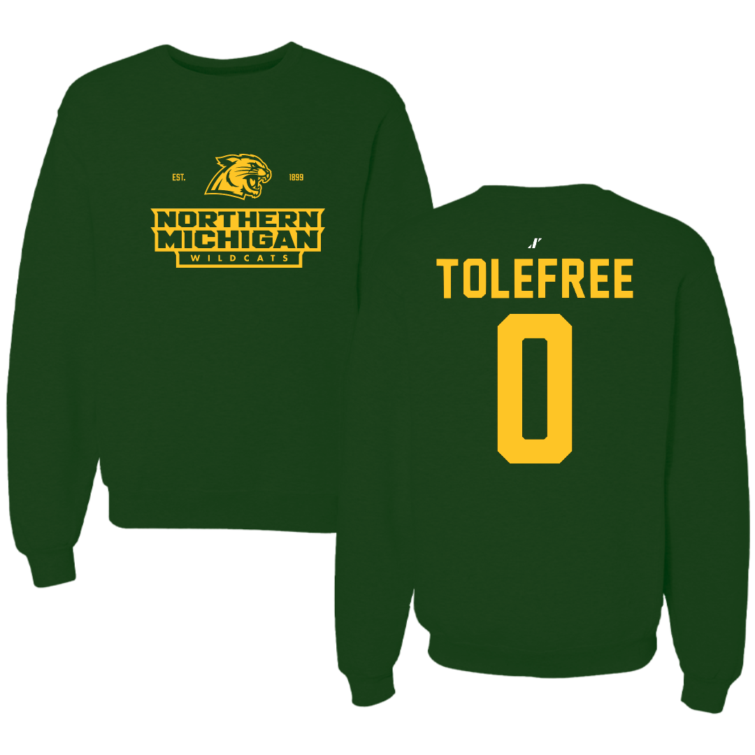 Northern Michigan University Basketball Forest Green General Crewneck - #0 Najashi Tolefree