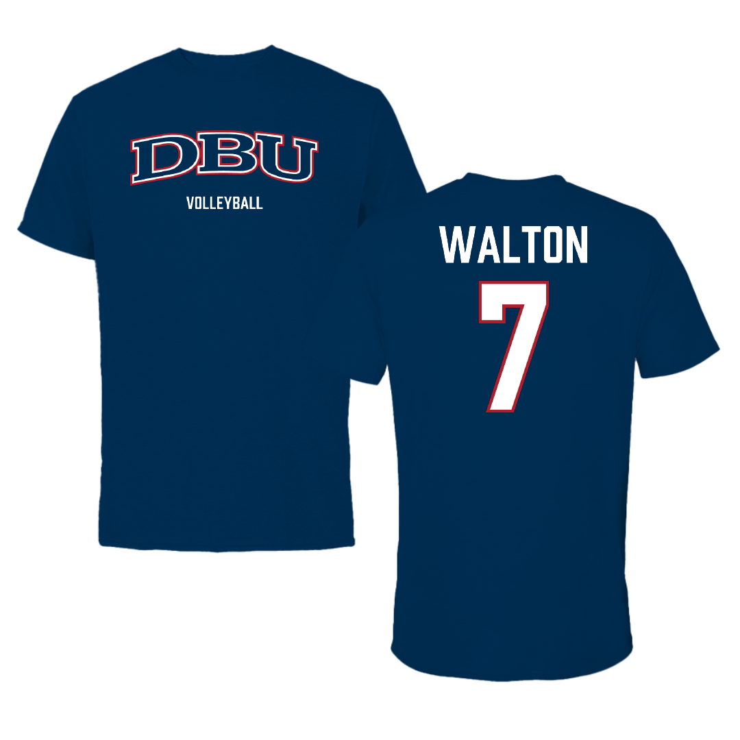 Dallas Baptist University Volleyball (W) Navy Performance Tee - #7 Aryn Walton