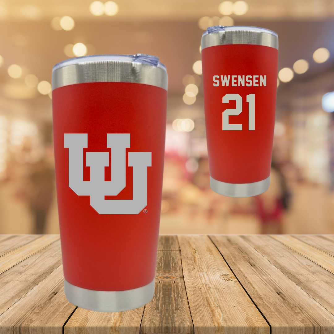 University of Utah Soccer (W) Red Stainless Steel Tumbler - #21 Ali Swensen