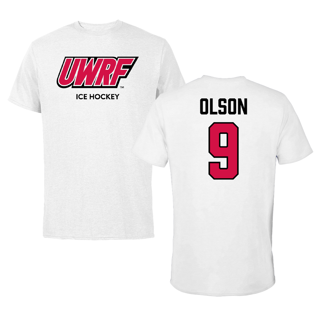 University of Wisconsin-River Falls Ice Hockey (W) White Block Performance Tee - #9 Bailey Olson