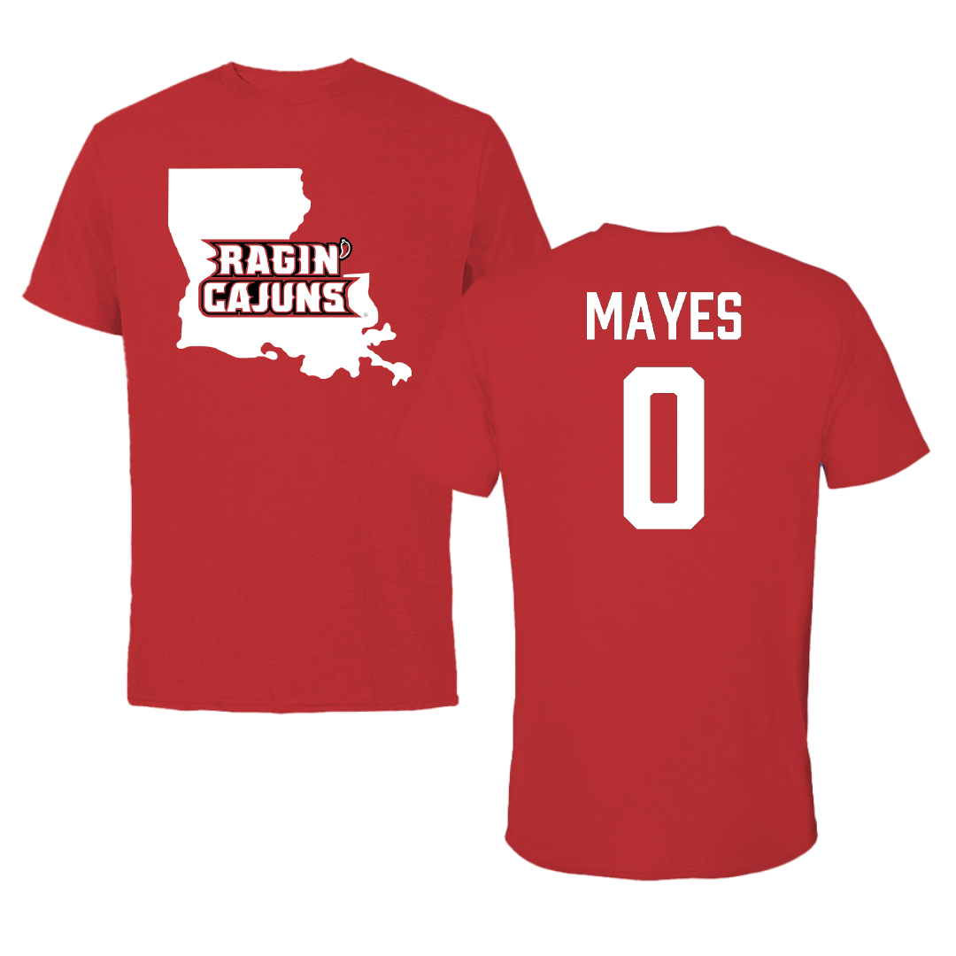 University of Louisiana at Lafayette Soccer Red State Performance Tee - #0 Natalie Mayes