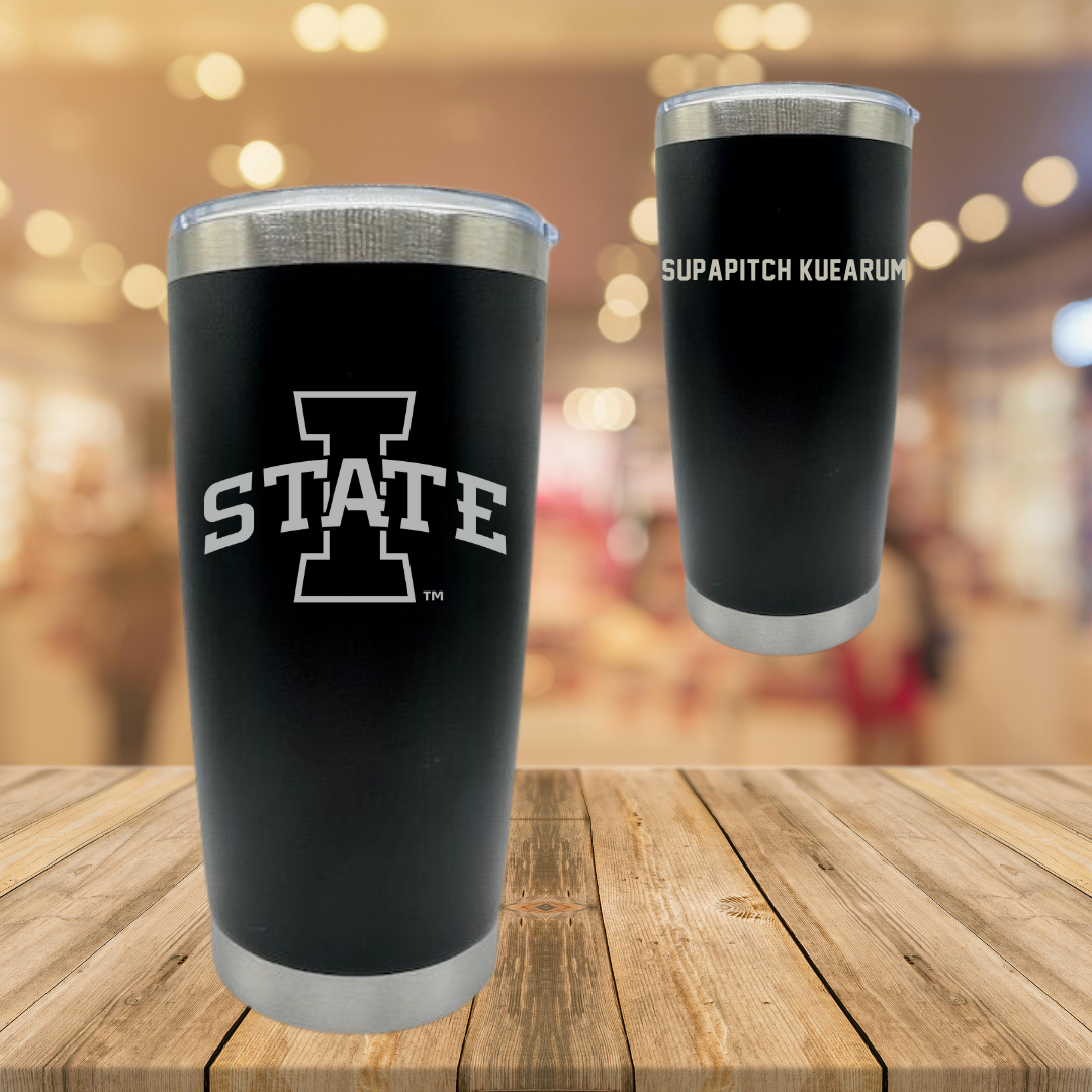 Iowa State University Tennis Black Stainless Steel Tumbler - Anna Supapitch Kuearum