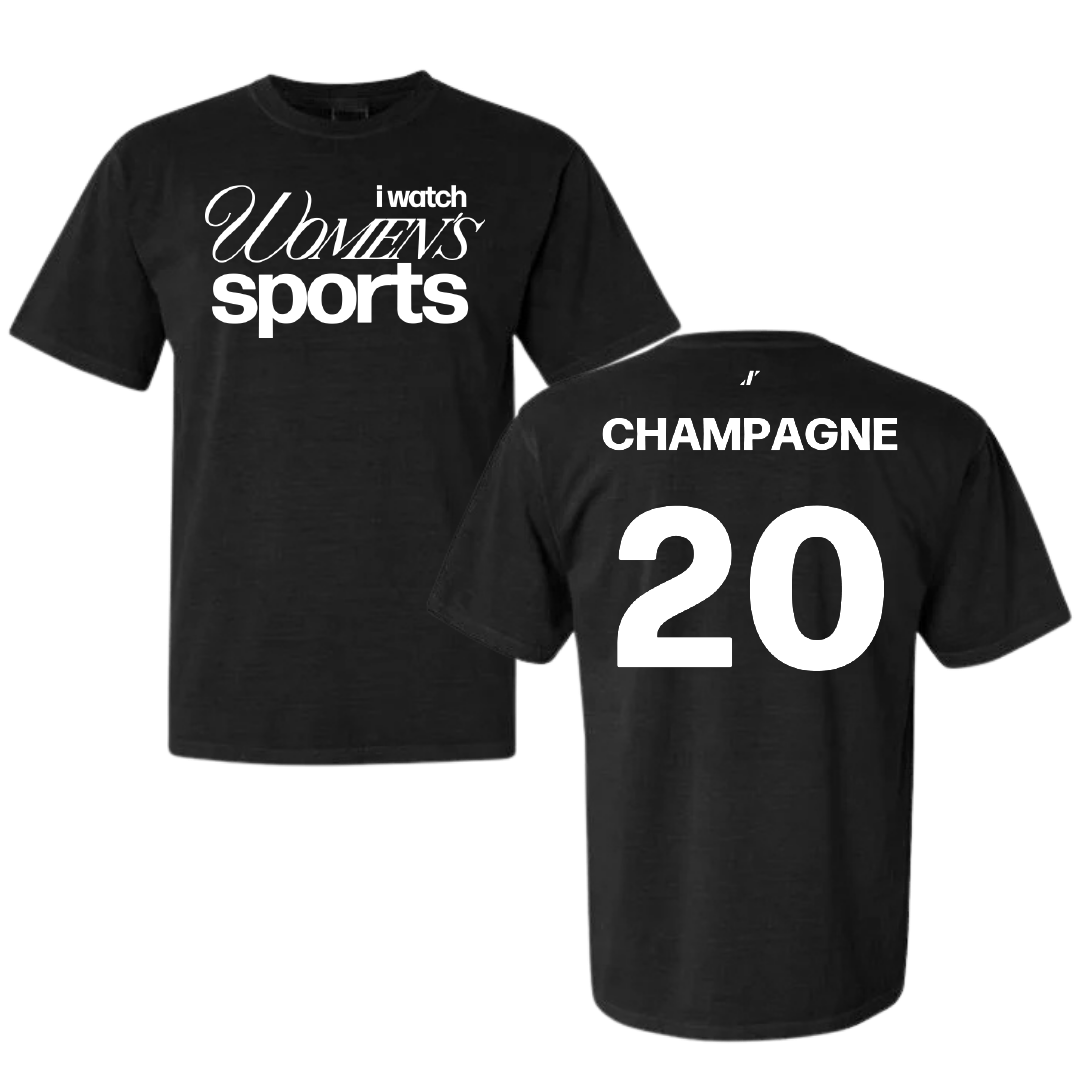 Nicholls State University Soccer Black WHM Comfort Colors Tee - #20 Gabby Champagne