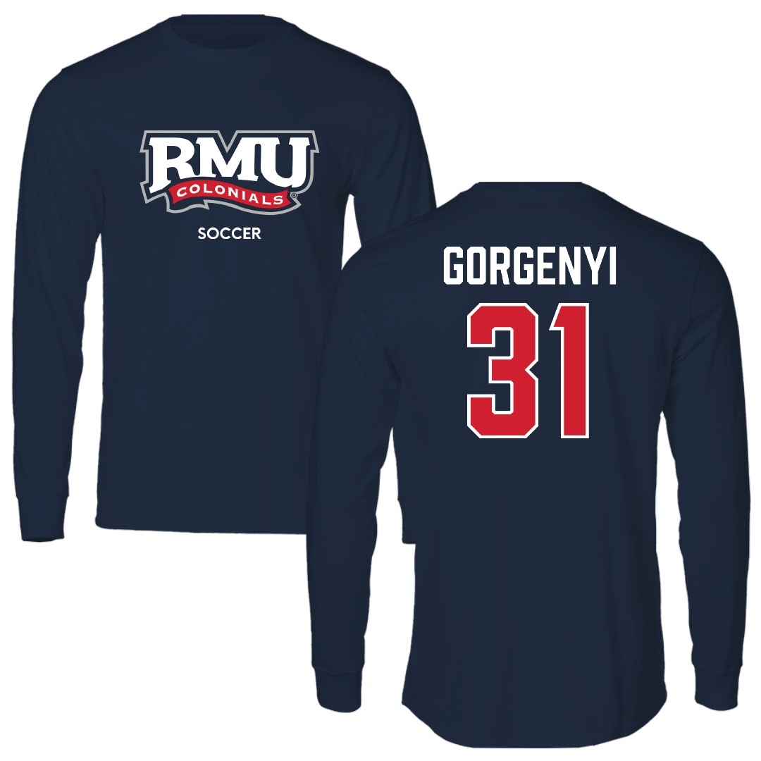 Robert Morris University Soccer (M) Navy RMU Long Sleeve - #31 Kieran Gorgenyi