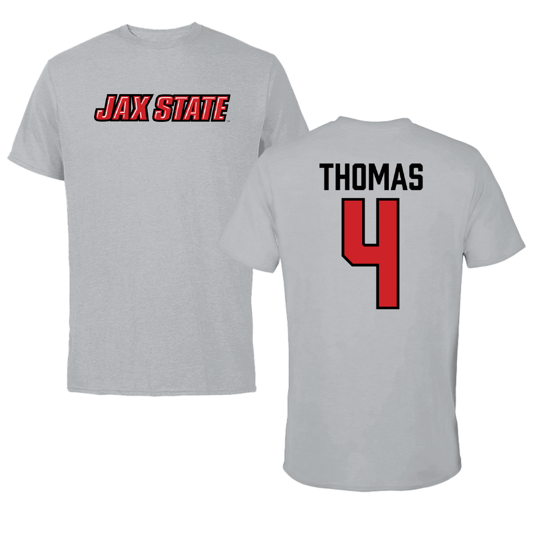 Jacksonville State University Baseball Sport Gray Tee - #4 Kenskey Thomas