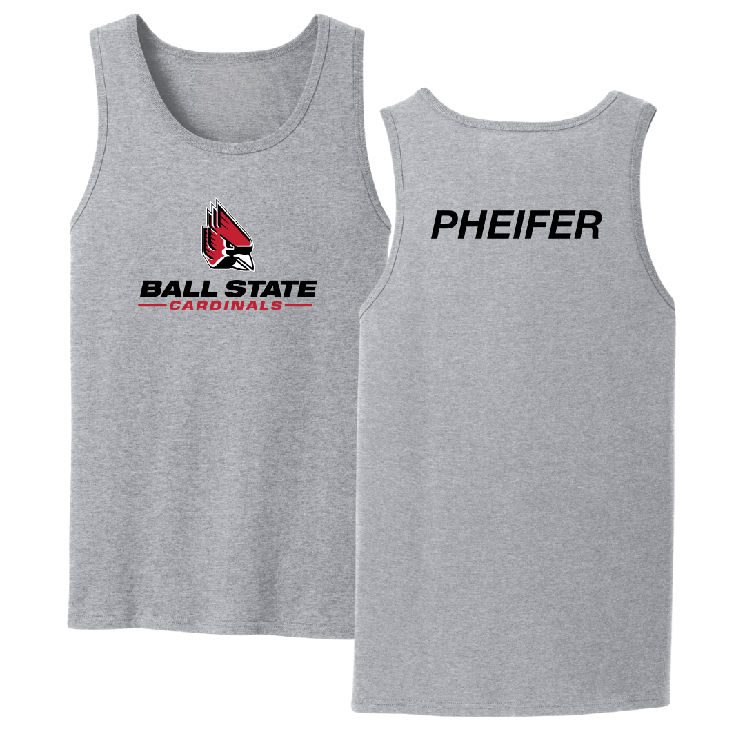 Ball State University Swimming & Diving Sport Gray Tank Top - Ethan Pheifer