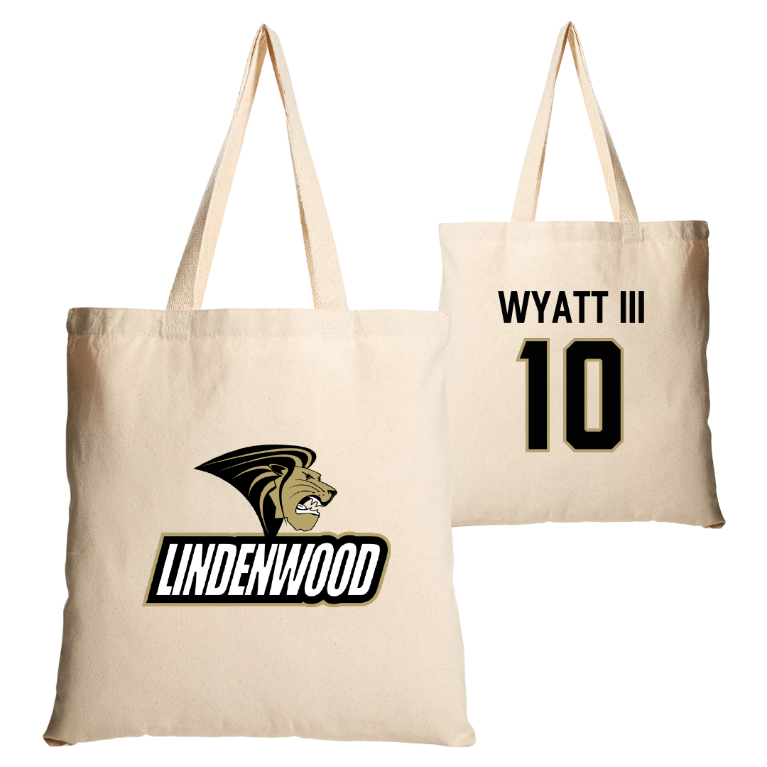 Lindenwood University Football Tan Canvas Tote Bag - #10 Jacques Wyatt III