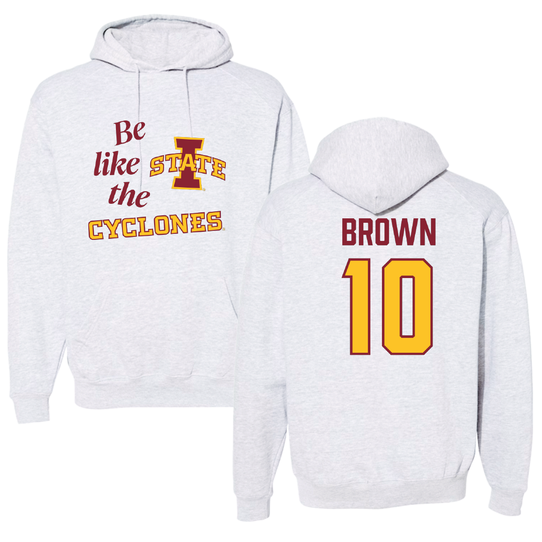 Iowa State University Football Light Gray Be Like Us Hoodie - #10 Carson Brown