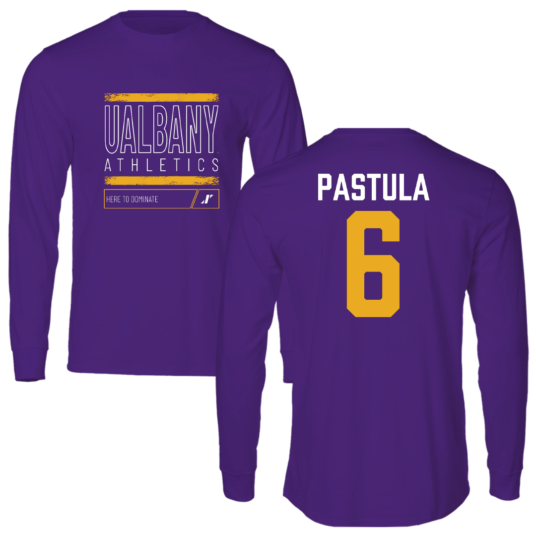 University at Albany Football Purple Dominate Long Sleeve - #6 Tyler Pastula