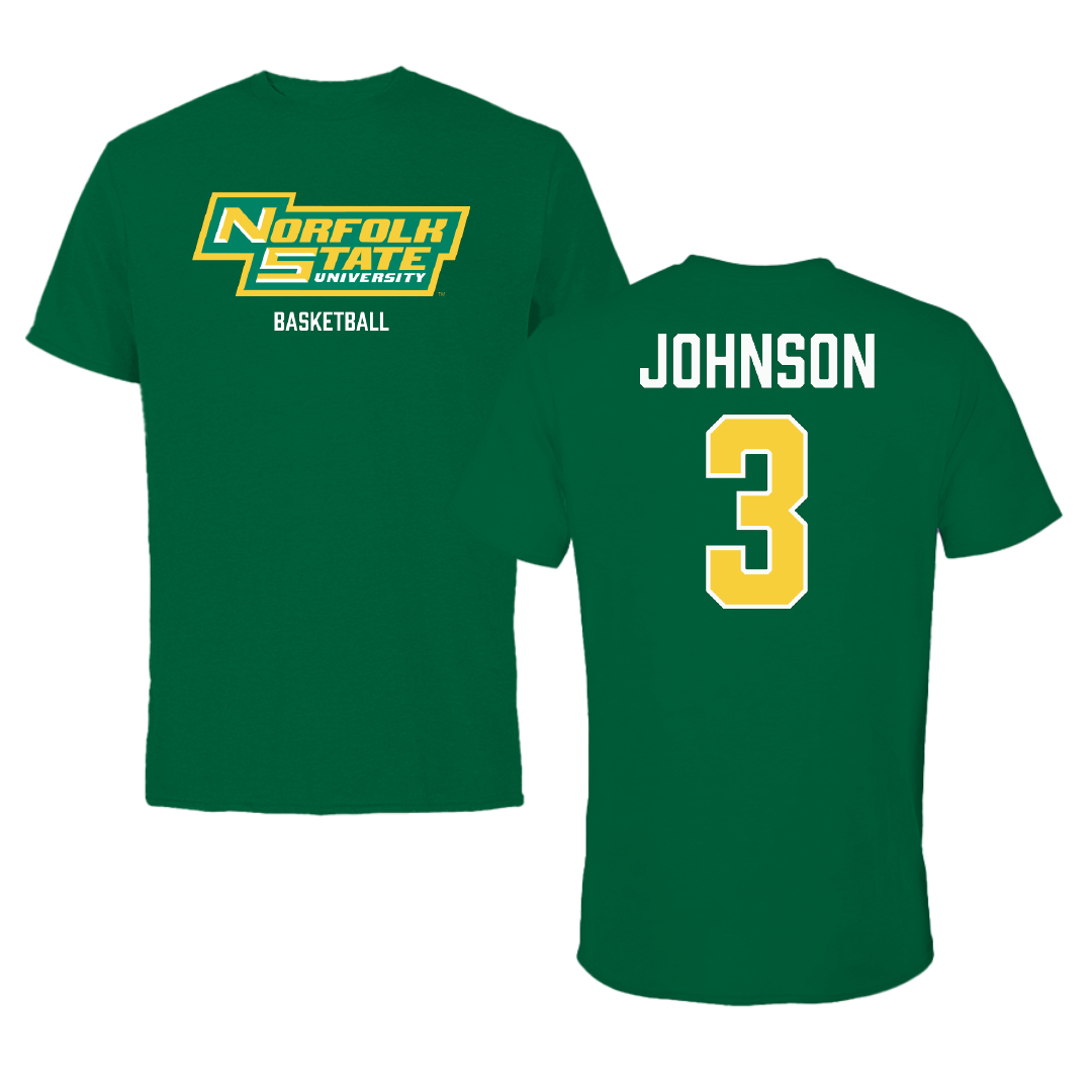 Norfolk State University Basketball (W) Green Performance Tee - #3 Diamond Johnson
