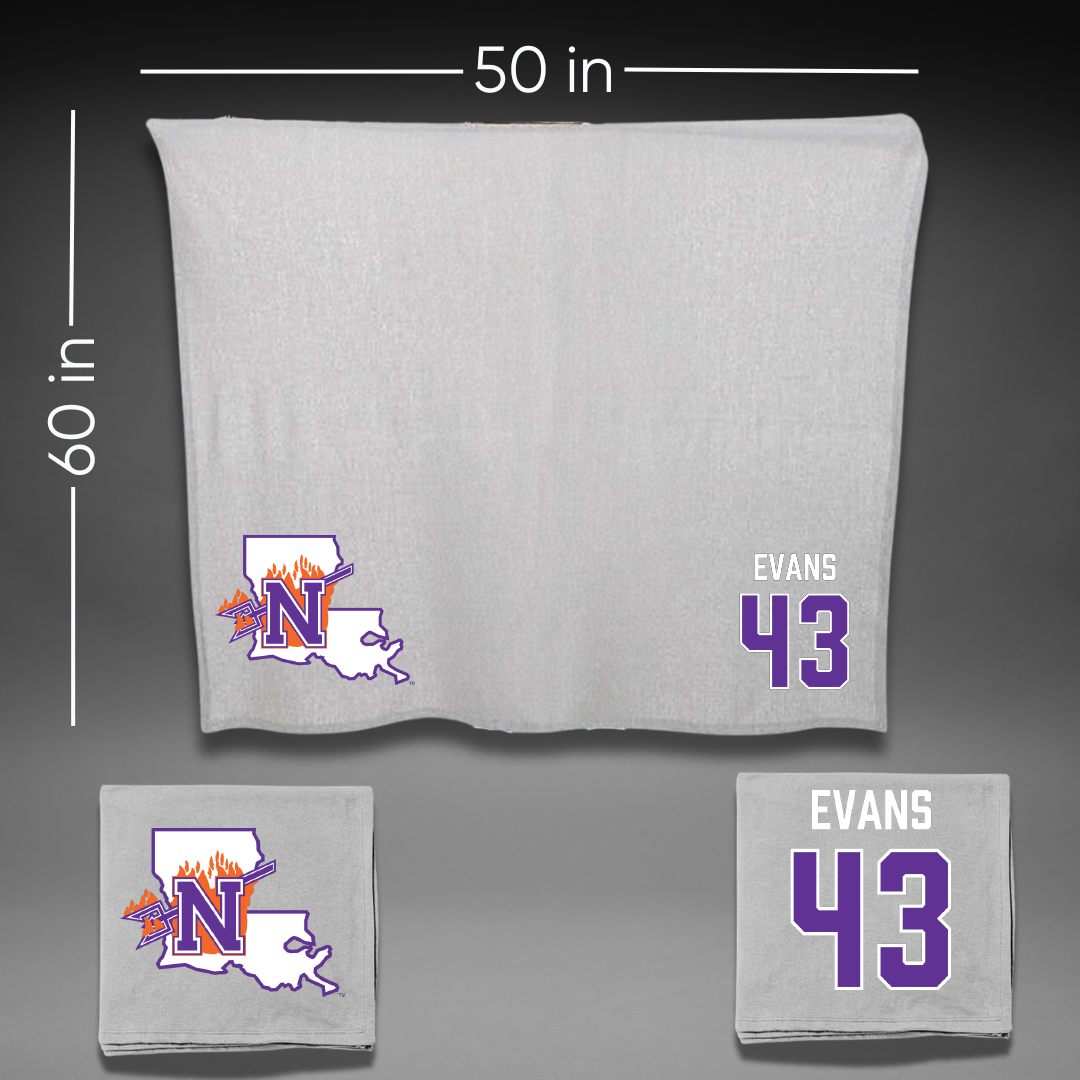 Northwestern State University Football Gray Blanket - #43 Cooper Evans