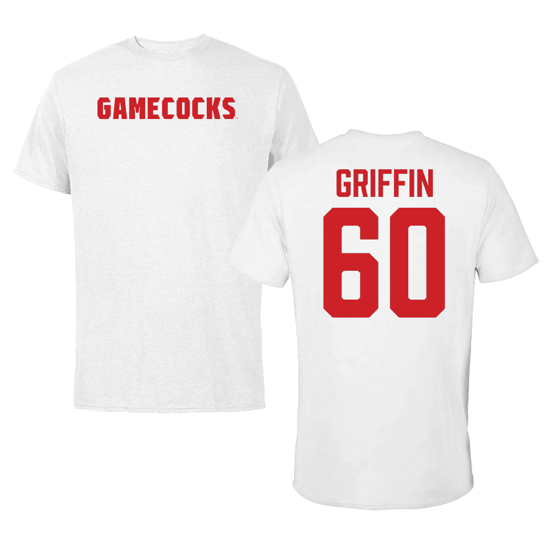 Jacksonville State University Football White Tee - #60 Cameron Griffin