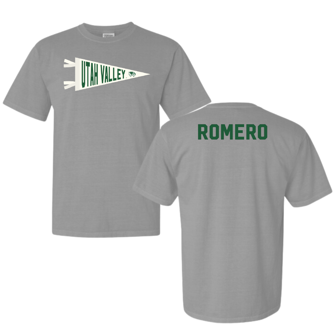 Utah Valley University Wrestling Light Gray Pennant Comfort Colors Tee - Jakob Romero