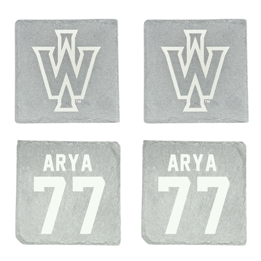 Illinois Wesleyan University Football Stone Coaster (4 Pack)  - #77 Justin Arya