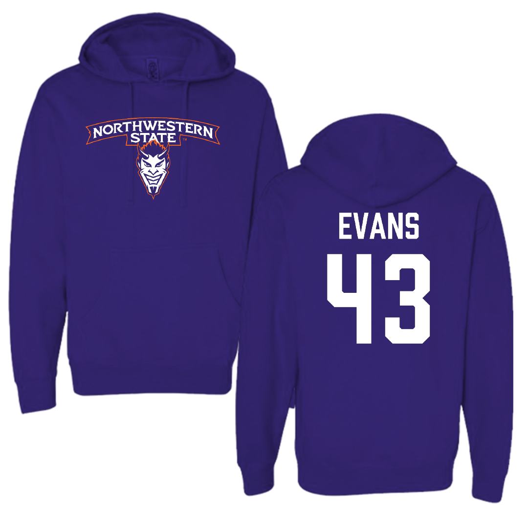 Northwestern State University Football Purple Hoodie - #43 Cooper Evans