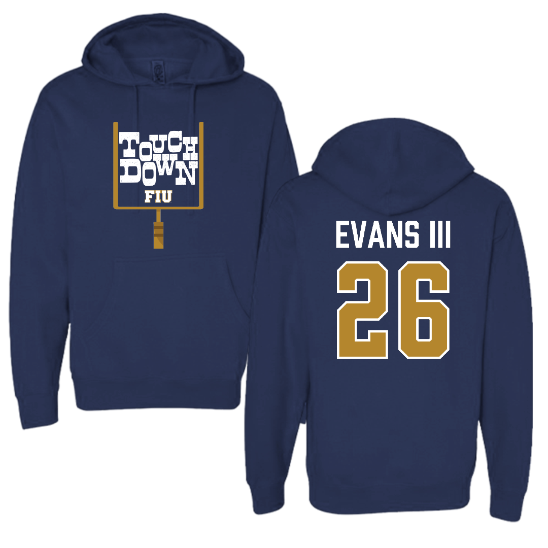 Florida International University Football Navy Touchdown Hoodie - #26 Victor Evans III