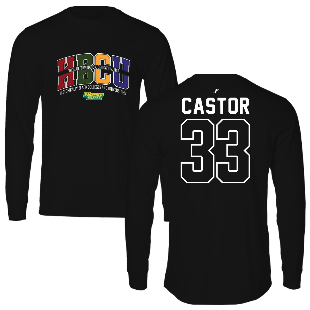Norfolk State University Football Black HBCU Long Sleeve - #33 Darren Castor