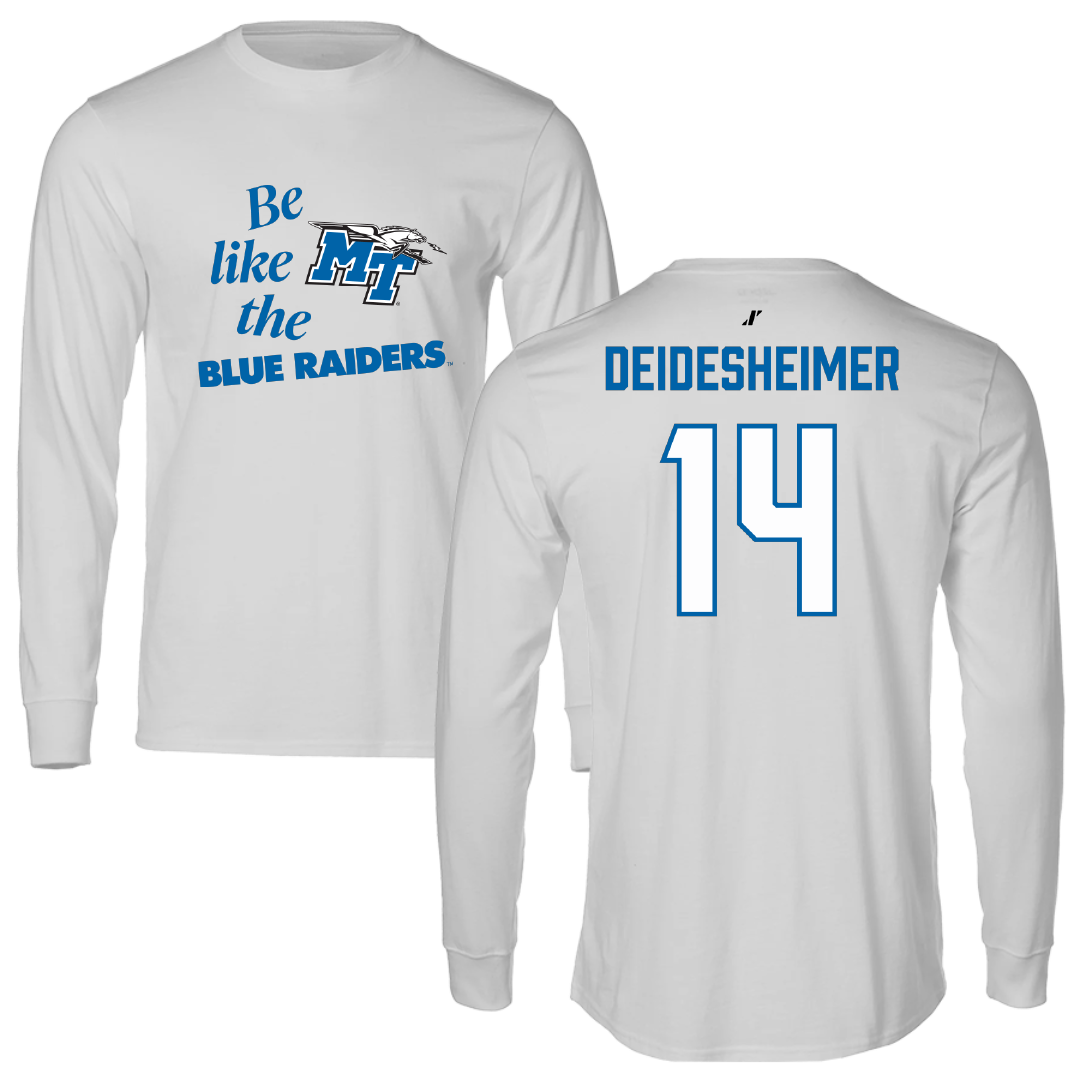 Middle Tennessee State University Volleyball Light Gray Be Like Us Long Sleeve - #14 Payton Deidesheimer