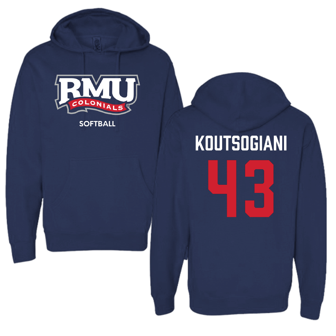 Robert Morris University Softball Navy Hoodie - #43 Alaina Koutsogiani