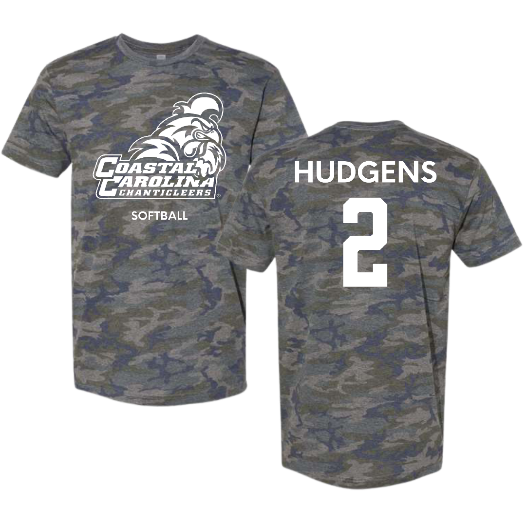 Coastal Carolina University Softball Vintage Camo Tee - #2 Clara Hudgens