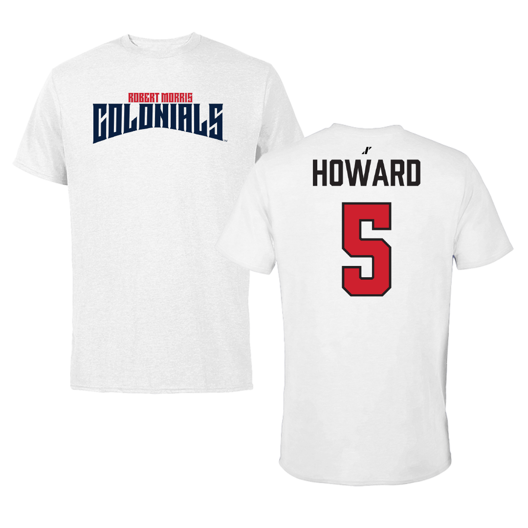 Robert Morris University Football White Classic Performance Tee - #5 Tahseen Howard