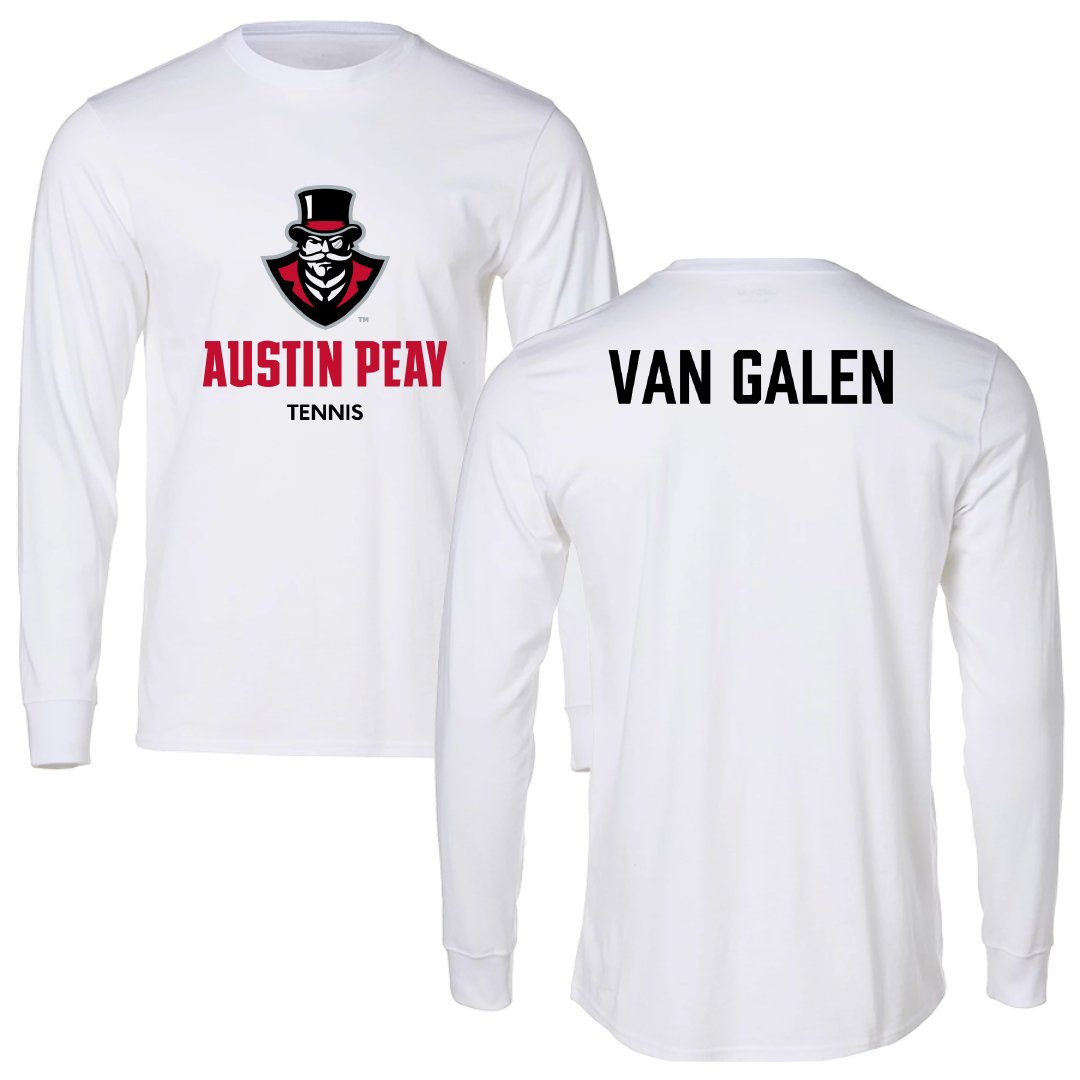 Austin Peay State University Tennis (M) White Performance Long Sleeve - Bodi Van Galen