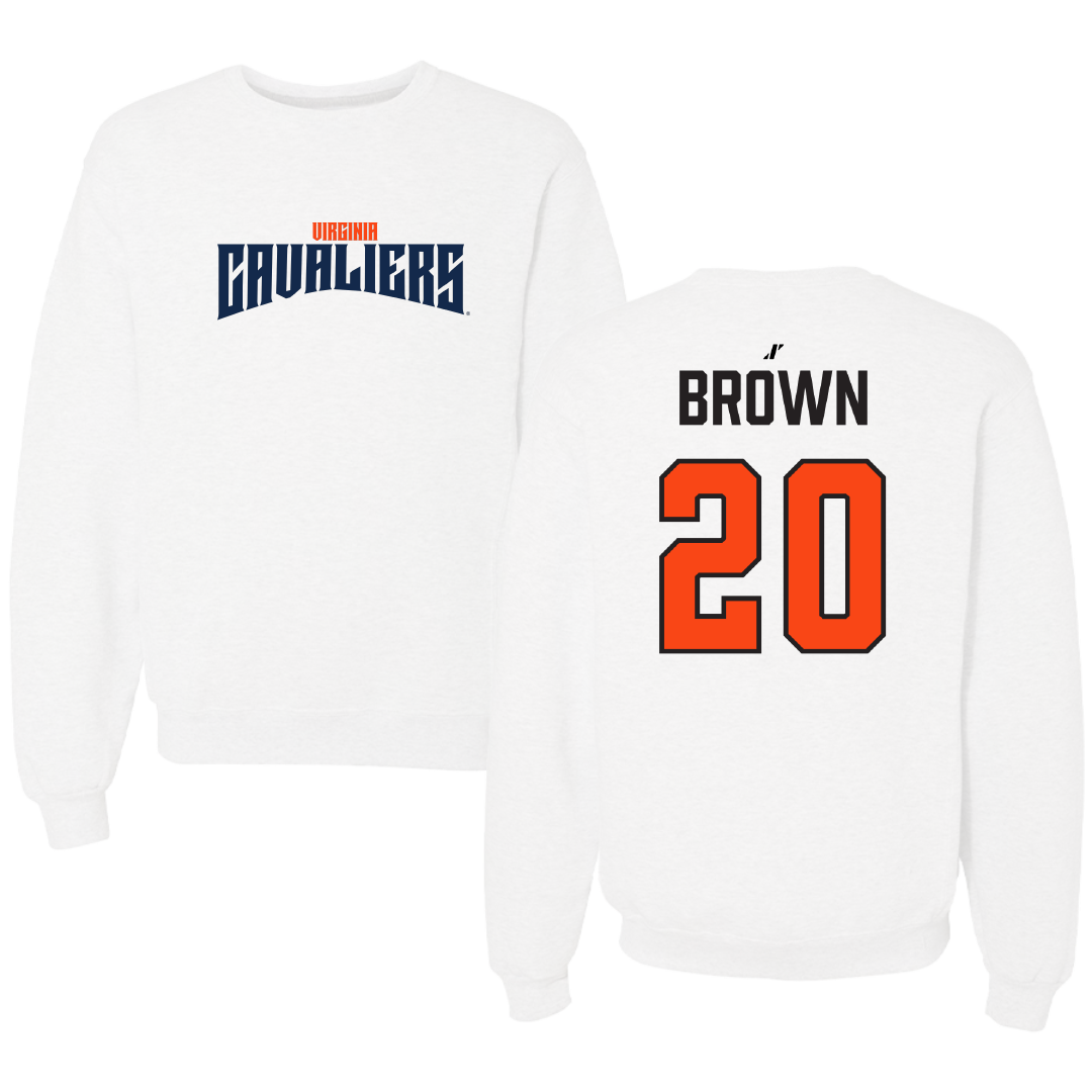 University of Virginia Football White Classic Crewneck - #20 Xavier Brown