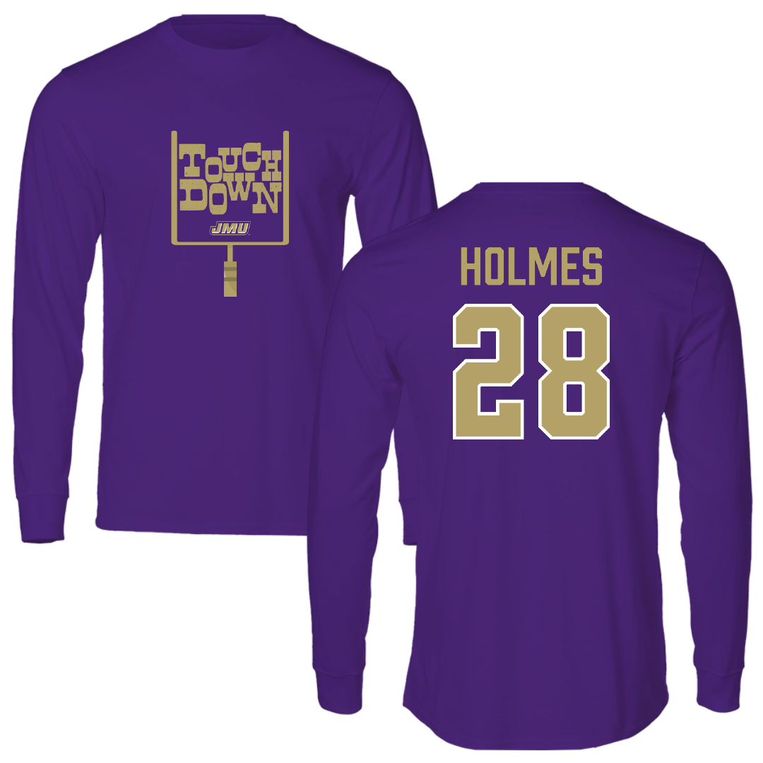 James Madison University Football Purple Touchdown Performance Long Sleeve - #28 Kye Holmes