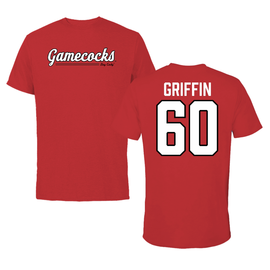 Jacksonville State University Football Red General Performance Tee - #60 Cameron Griffin