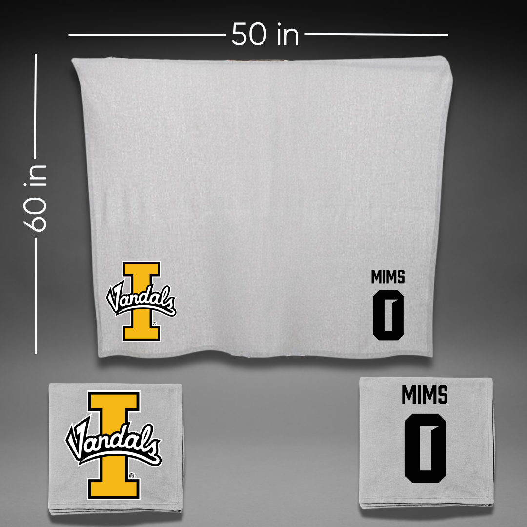 University of Idaho Basketball Gray Vandals Blanket - #0 Julius Mims