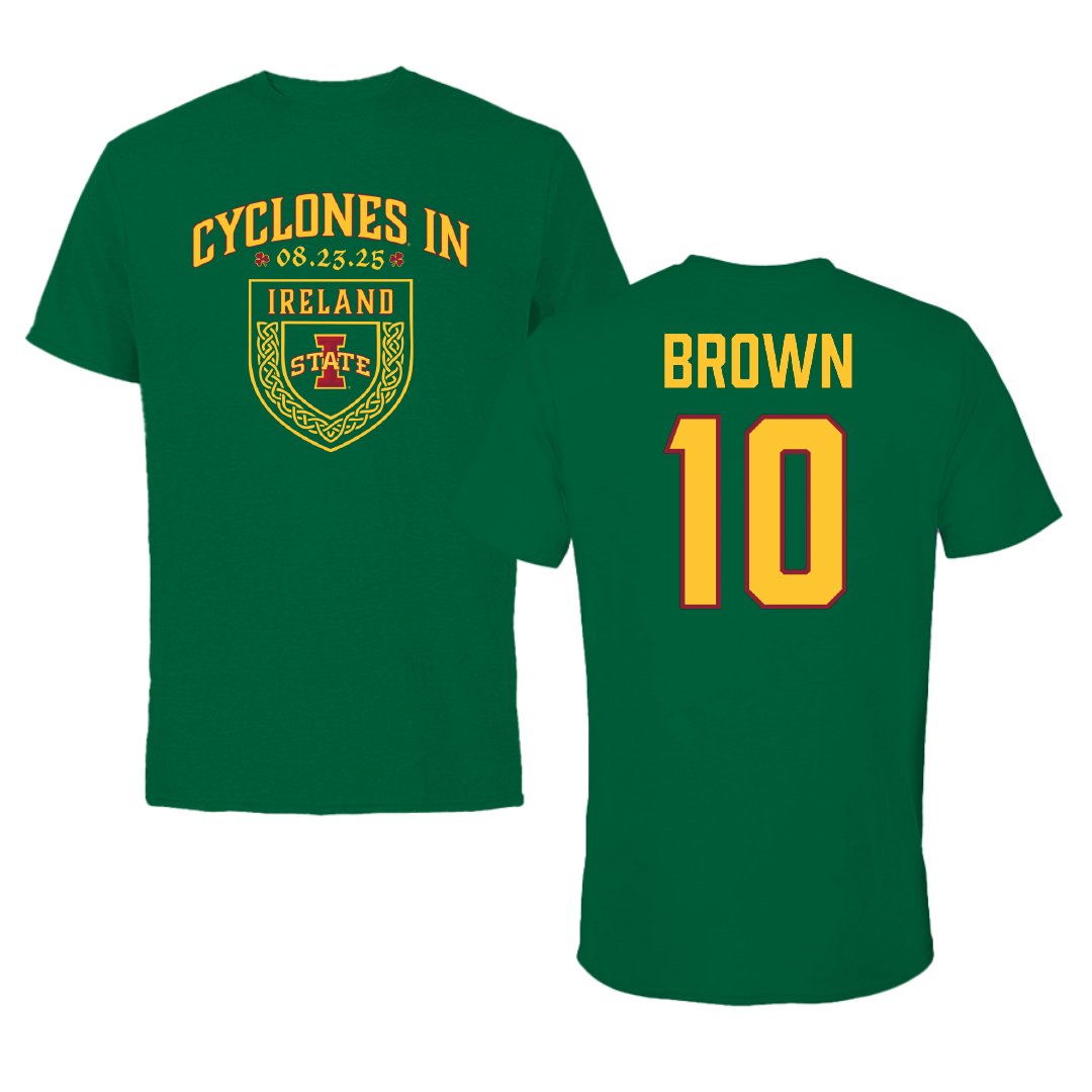 Iowa State University Football Green Cyclones in Ireland Performance Tee - #10 Carson Brown