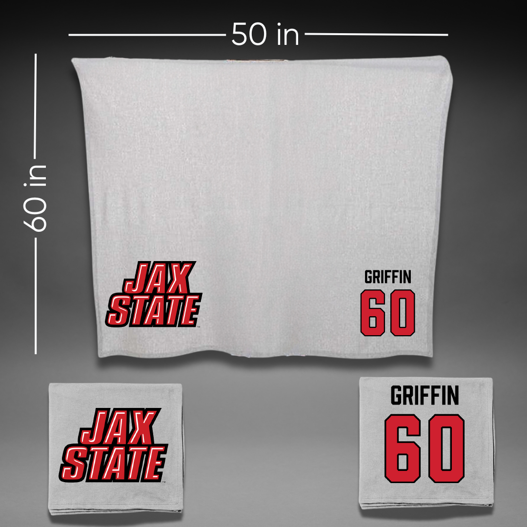 Jacksonville State University Football Gray Blanket - #60 Cameron Griffin