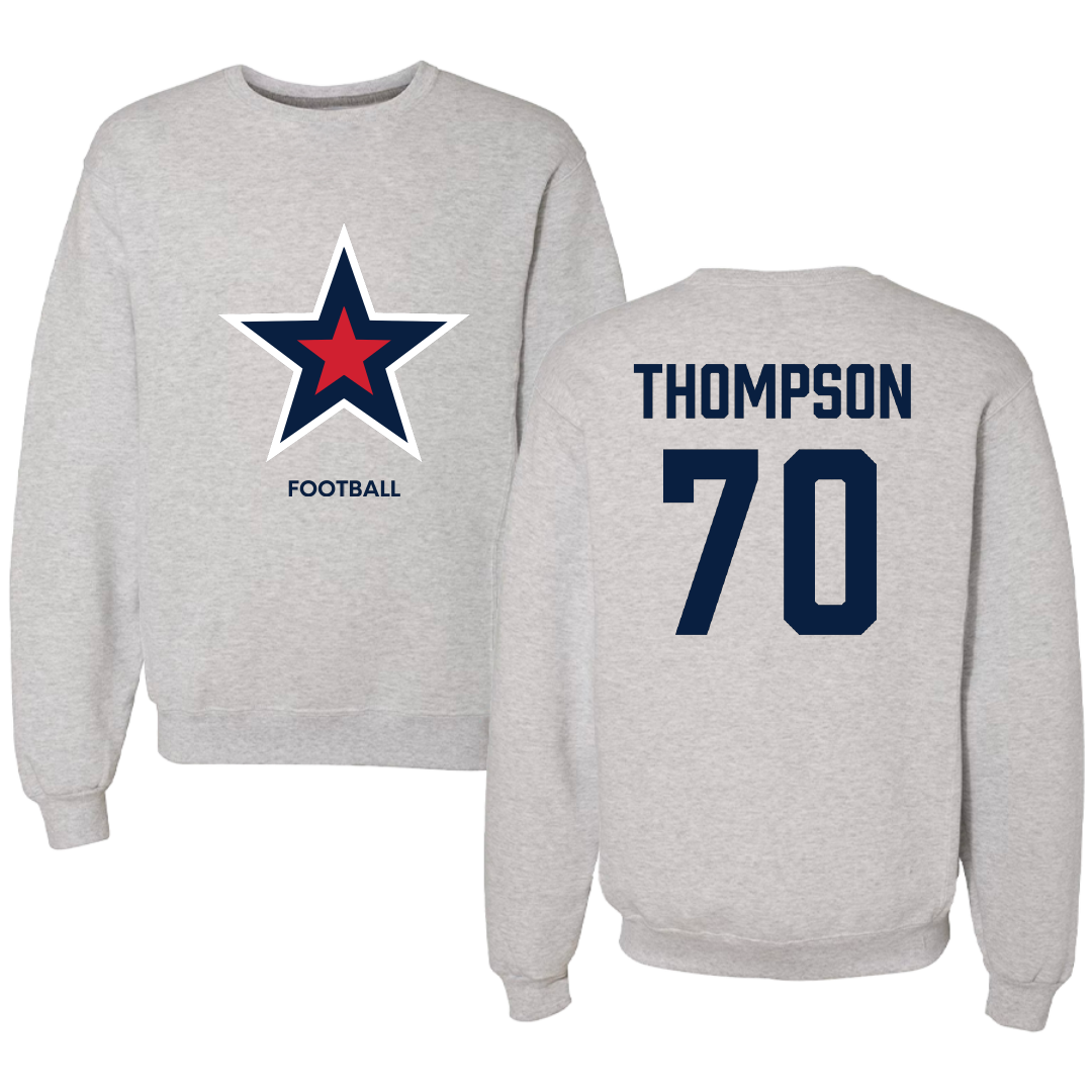 Robert Morris University Football Light Gray Crewneck - #70 Dante Thompson
