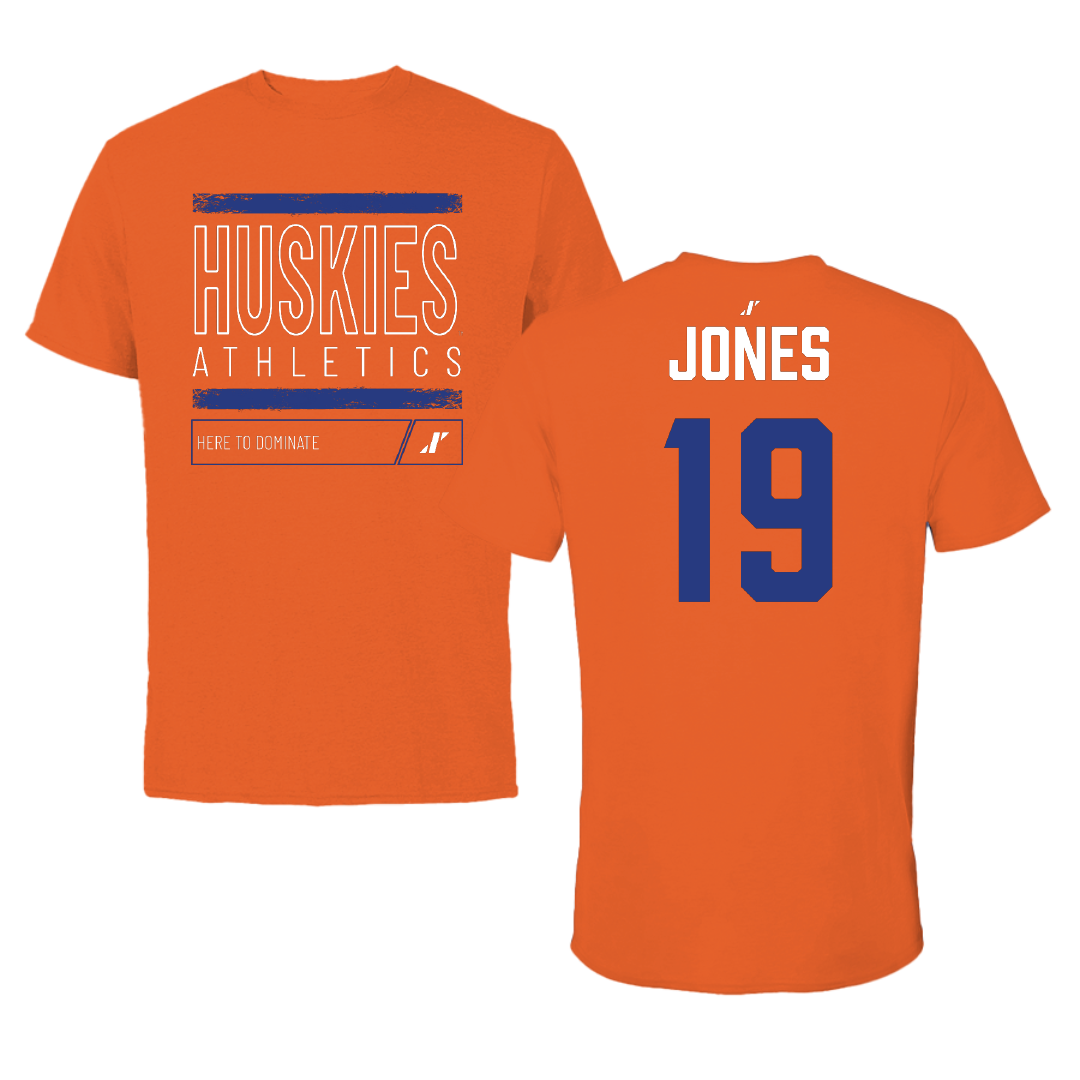 Houston Christian University Football Orange Dominate Tee - #19 Zion Jones