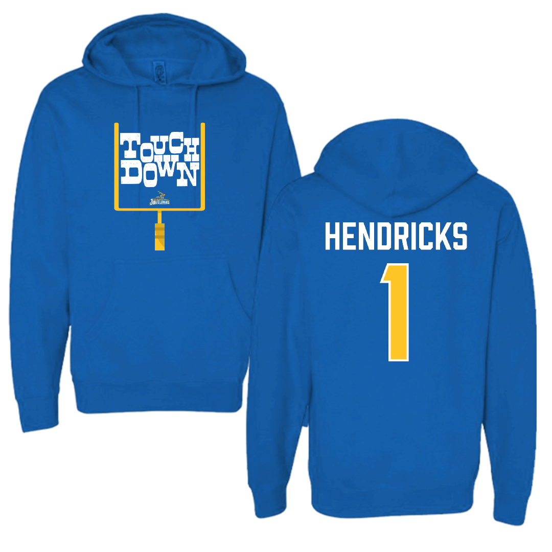 Texas A&M University-Kingsville Football Blue Touchdown Hoodie - #1 Demarcus Hendricks